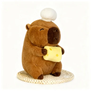 Peluche Capybara avec fromage - 24 cm