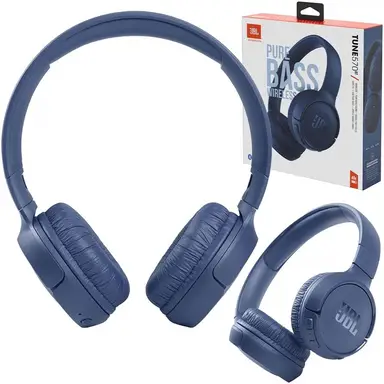JBL Tune 510 BT, casque supra-auriculaire Bluetooth pliable, bleu, appels mains libres, autonomie 40 heures