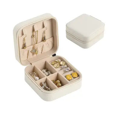 JU7CER sieradendoos, sieradenopberger, kleine sieradendoos voor meisjes, sieradendoos voor dames, reisetui voor sieraden, sieradenorganizer voor oorbellen, kettingen en ringen, cadeau voor bruiloft