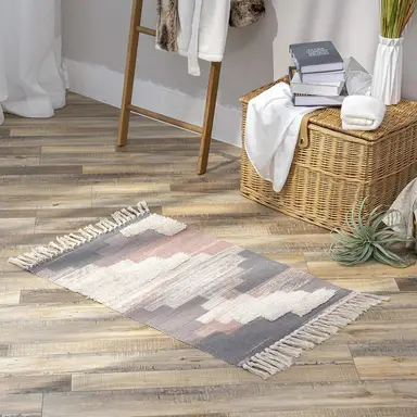 PHANTOSCOPE Ashler katoenen vloerkleed Boho vloerkleden geweven kwastjes binnen en buiten tapijt shaggy getuft machinewasbaar vloermat landelijk vloerkleed voor woonkamer slaapkamer keuken decoratie 94085057 bruin
