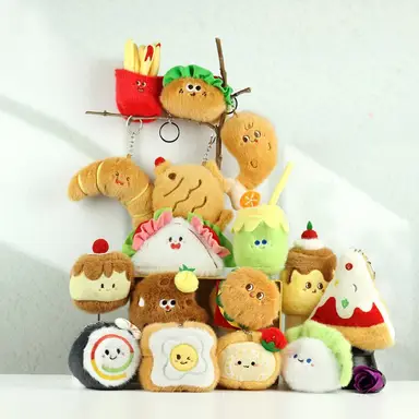 Toy - Clés porte-clés en peluche, série gâteau et boisson, XLP00637, 12cm, style aléatoire