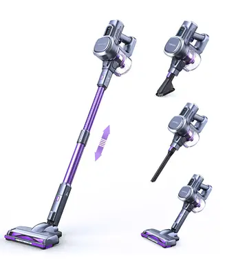 Lubluelu 202 Aspirateur sans fil avec forte puissance d’aspiration, autonomie de 50 minutes et batterie amovible - Violet