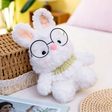 Peluche Lapin avec lunettes, modèle aléatoire - 25 cm