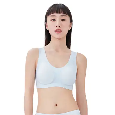 ochama x J.ZAO Soutien-gorge sans armatures et sans coutures ultra-confort, taille unique - Bleu clair