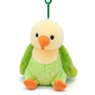 Peluche anti-stress perruche jaune et verte - 16 cm
