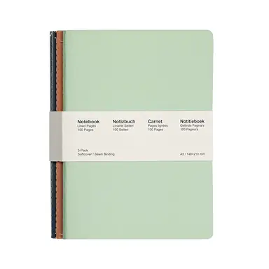 Jubiluu Lot de 3 carnets A5 à couverture souple 50 feuilles avec papier 80 g - Pastels frais