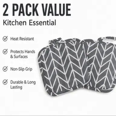 WhereHike 2 stuks pannenhandvatten voor de keuken, wasbare hittebestendige pannenhandvatten, warmtebestendige kussentjes, onderzetter voor koken en bakken, grijs plaid