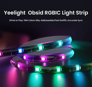 Yeelight Obsid RGBIC-lichtstripverlenging 1 m – Slimme RGBIC LED-omgevings- en sfeerverlichting, toevoeging voor kamer, tv, bureau en gaming-opstelling
