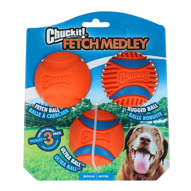 CHUCKIT Lot de 3 balles de jeu - Taille M