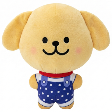 Peluche Chien beige avec salopette - 22 cm