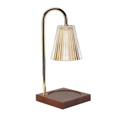Wax melt lamp met Europese rechte stok, kristalhoorn en massief houten basis, donkere houttint, 1 stuk