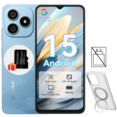 Blackview Wave 9C smartphone débloqué 4g, 12 Go RAM + 128 Go ROM, écran 6,56 ", caméra 13 MP + 8 MP - Bleu