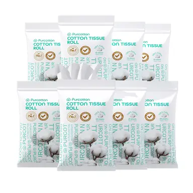 Purcotton Lot de 400 lingettes nettoyantes visage en coton pur - 50 feuilles x 8 paquets