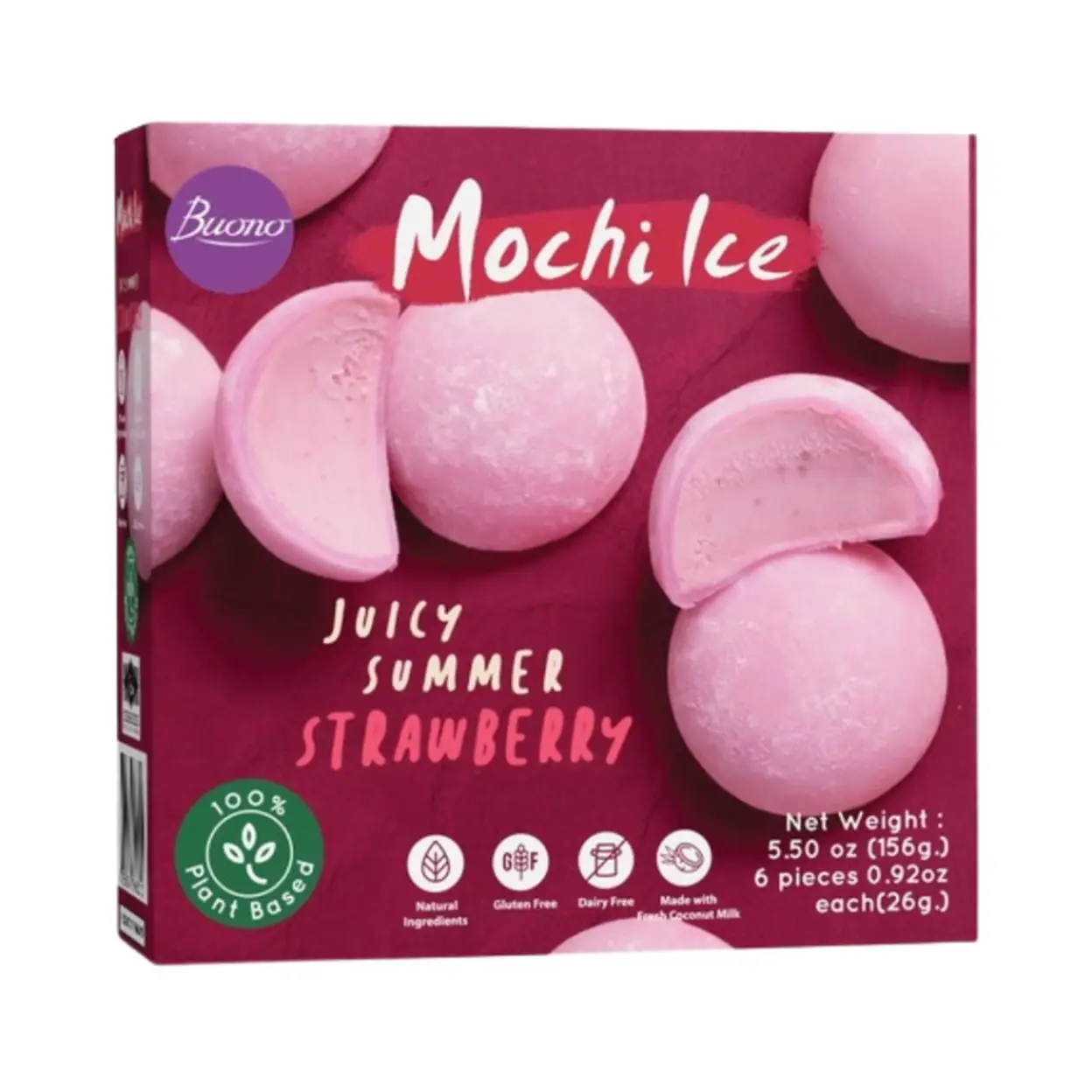 Buono Mochis glacés à la fraise - 156 g/6 pièces image 0