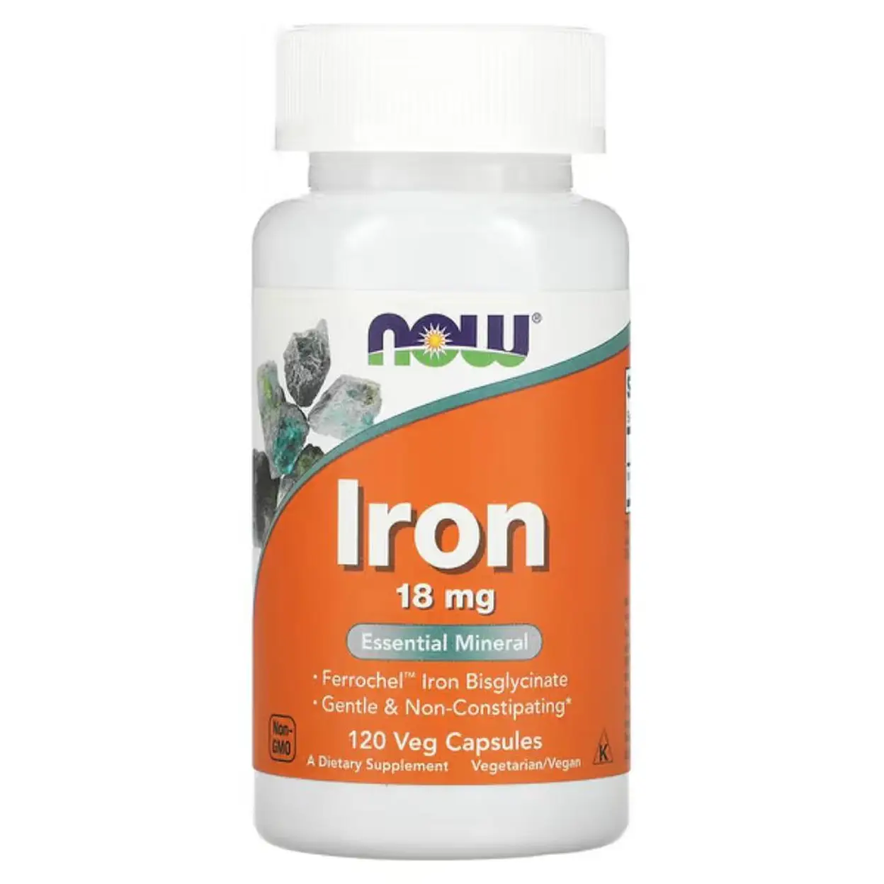 NOW Foods Iron Iron Health 18mg Energy Support Capsules - 120 Vegan Capsules image 0
