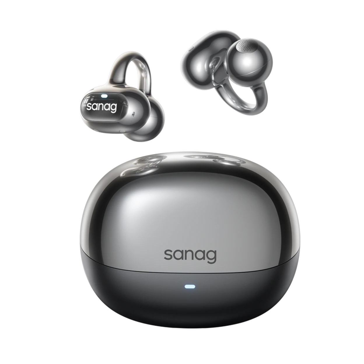 SANAG S-S8SUltra Écouteurs sans fil intelligents Bluetooth à conduction osseuse avec clip oreille et assistant IA - Noir image 0