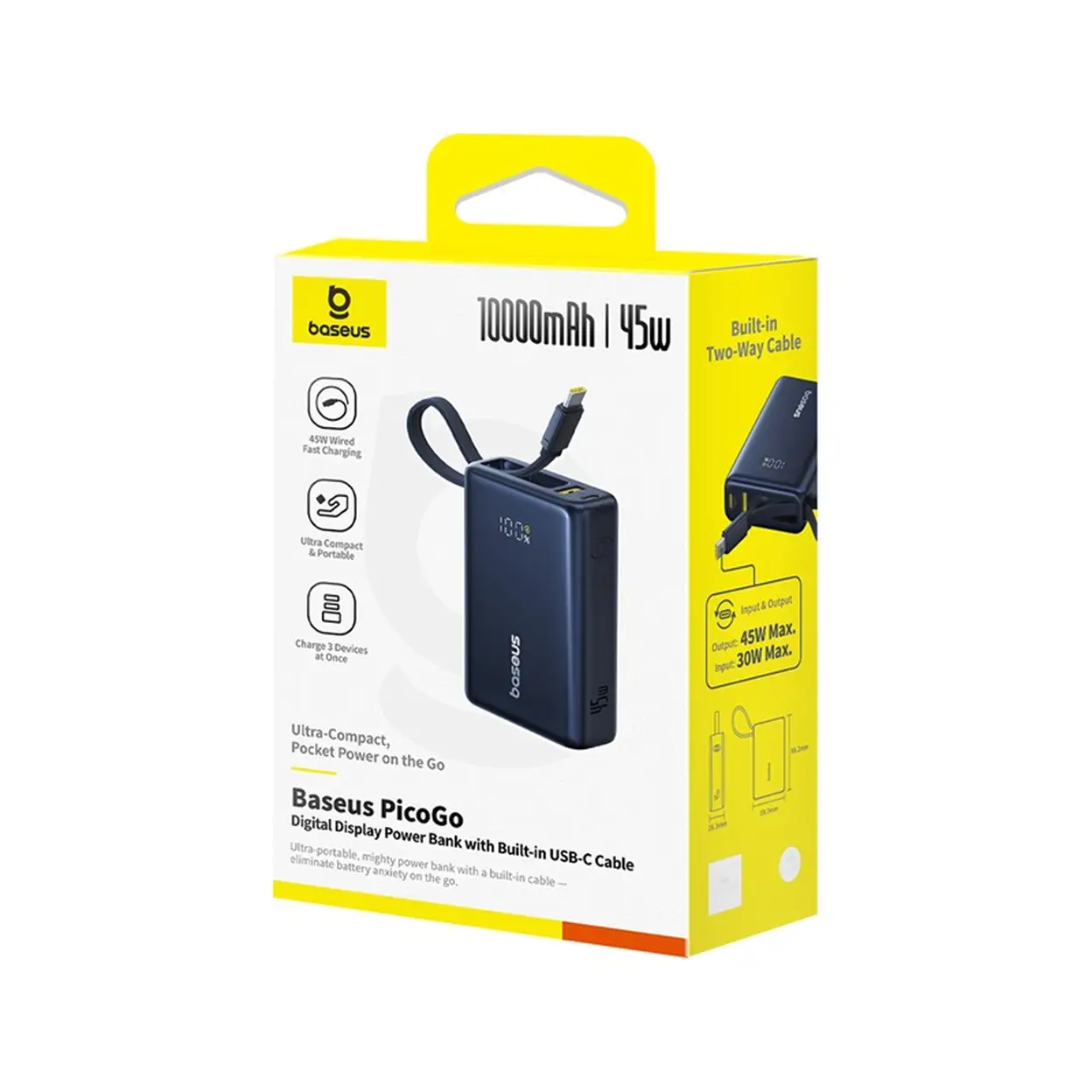 Baseus PicoGo Batterie externe numérique 10000mAh 45 W compatible iPhone 17 - Noir interstellaire image 0