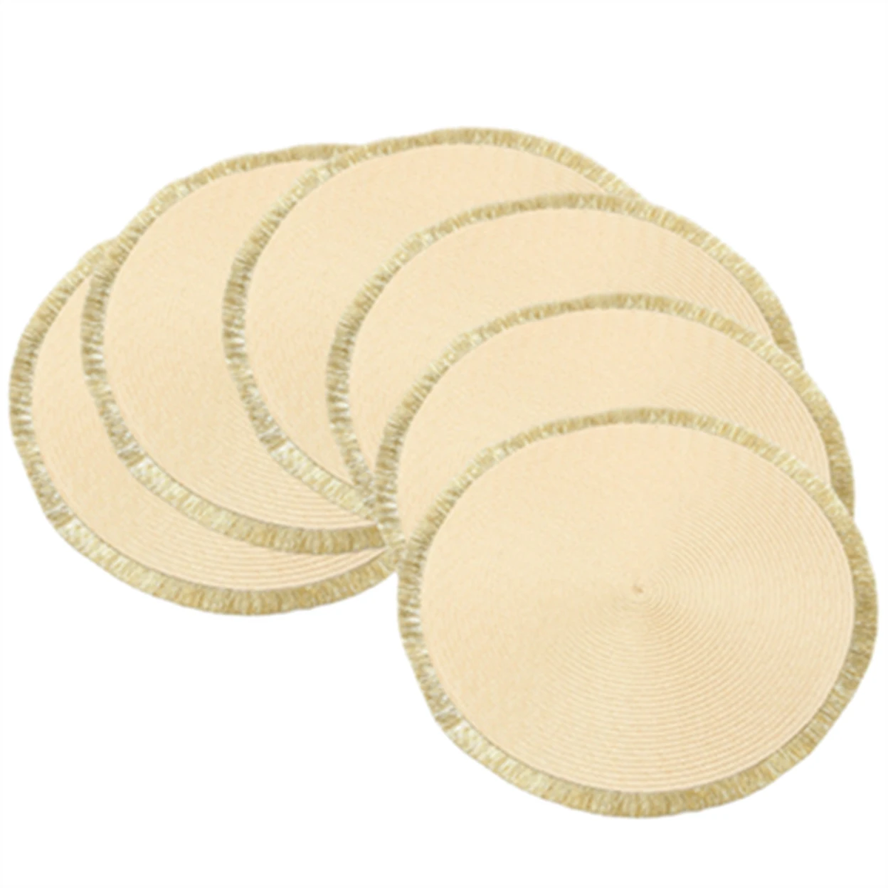 Lot de 6 sets de table tressés en fil brillant PP 38 cm - Beige/Doré image 0