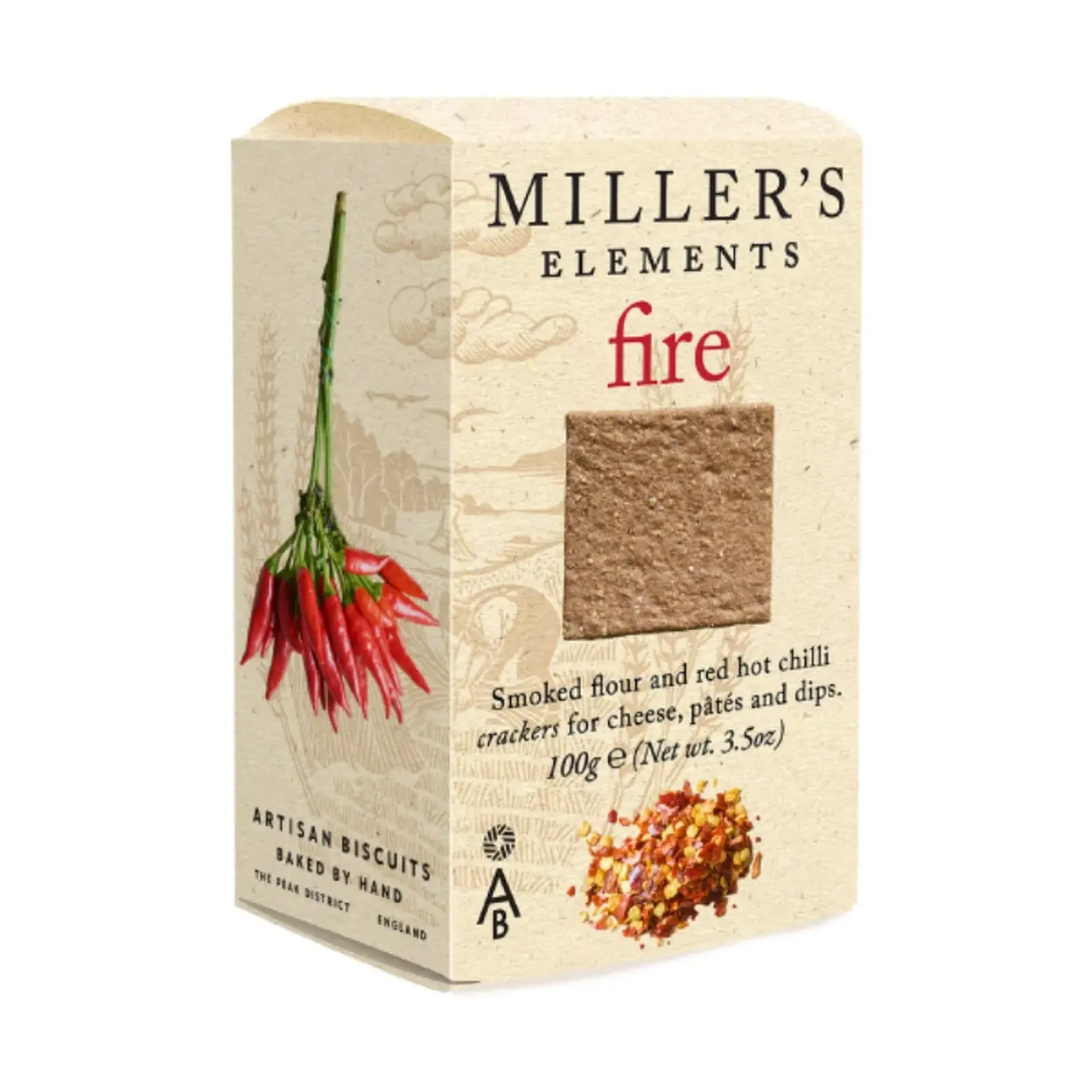 Miller's Fire Smokes Flour & Red Hot Chilli Crackers 100g image 0