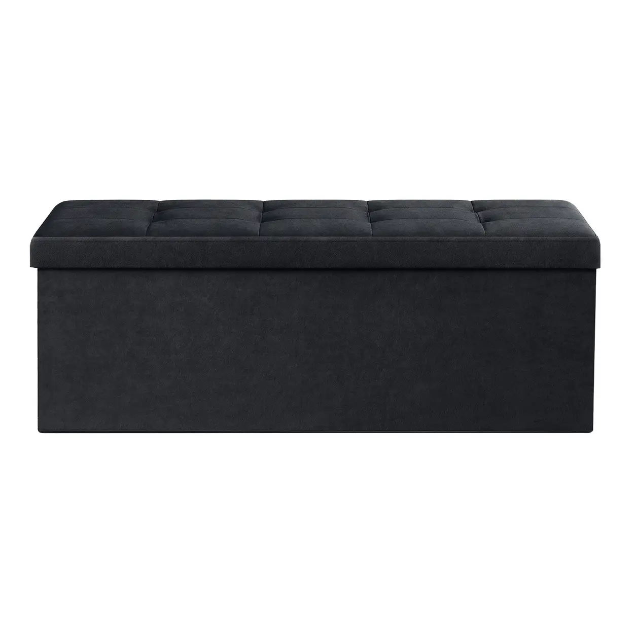 Ochama x SONGMICS Storage Ottoman, Foldable Velvet Storage Bench, 2 Extra Storage Boxes, 38 x 110 x 38 cm, for Hallway, Living Room, Bedroom, Black image 0
