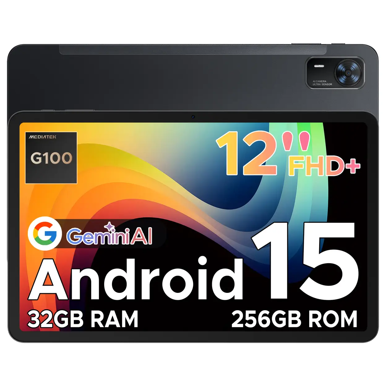 DOOGEE Tab E3+ Android 15 Tablets 12 Zoll Android, FHD+ Tablet mit SIM-Kartensteckplatz, Helio G100 Octa-Core AI Tablets, 90 Hz Gaming-Tablet, 32GB+256GB/2TB, 8800mAh, 7,5mm Ultra-dünn, Quad-Lautsprecher, Face ID, Schwarz image 0
