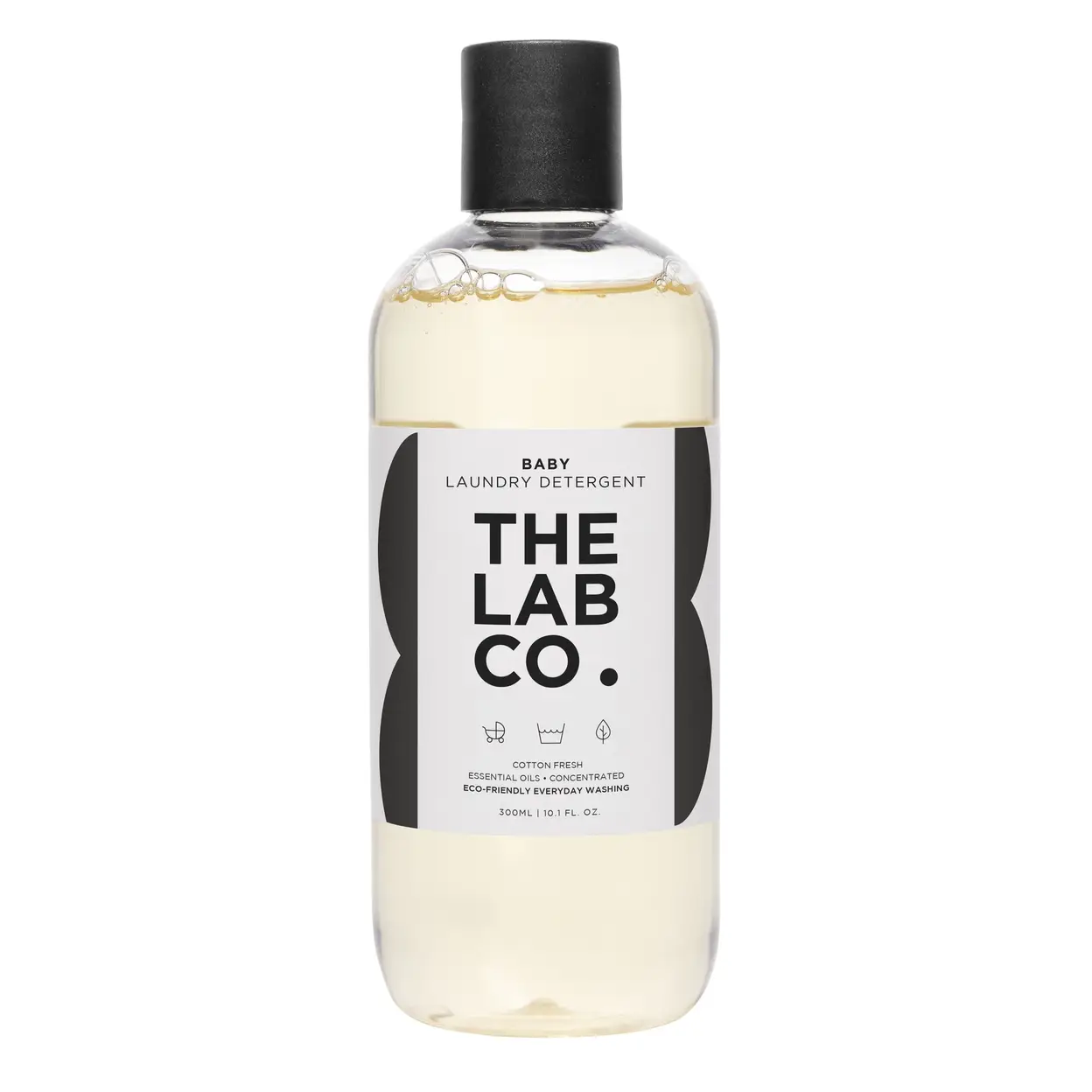 The Lab Co. Baby Wash Liquid Laundry Detergent for washing machines and hand washing. Fresh cotton fragrance. Plant Based. Non-Bio. 300ml in size. For up to 20 washes. image 0