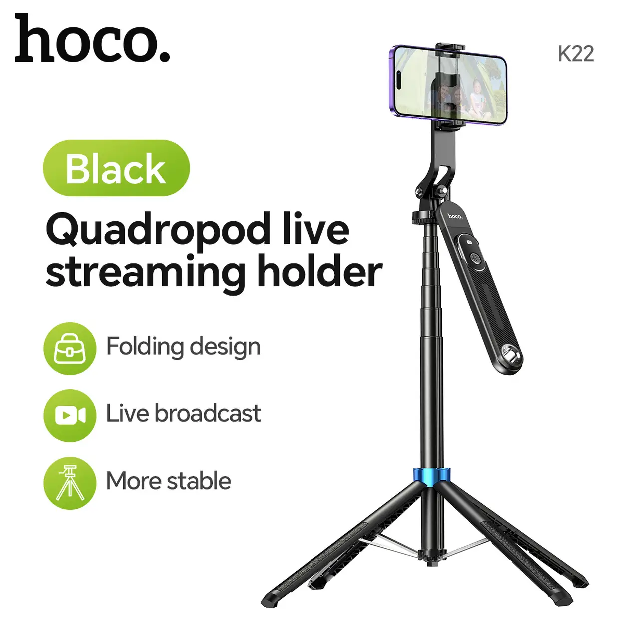 HOCO K22 Handy Tabletop Holder - Black image 0