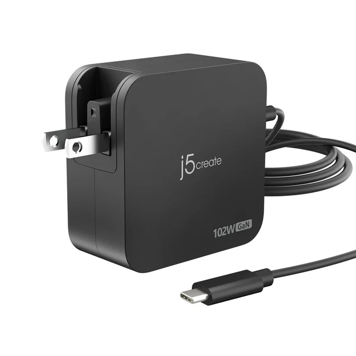 j5create JUP25102V 102W GaN PD USB-C® 2-Port Charger with Changeable AC Plugs, Black image 0