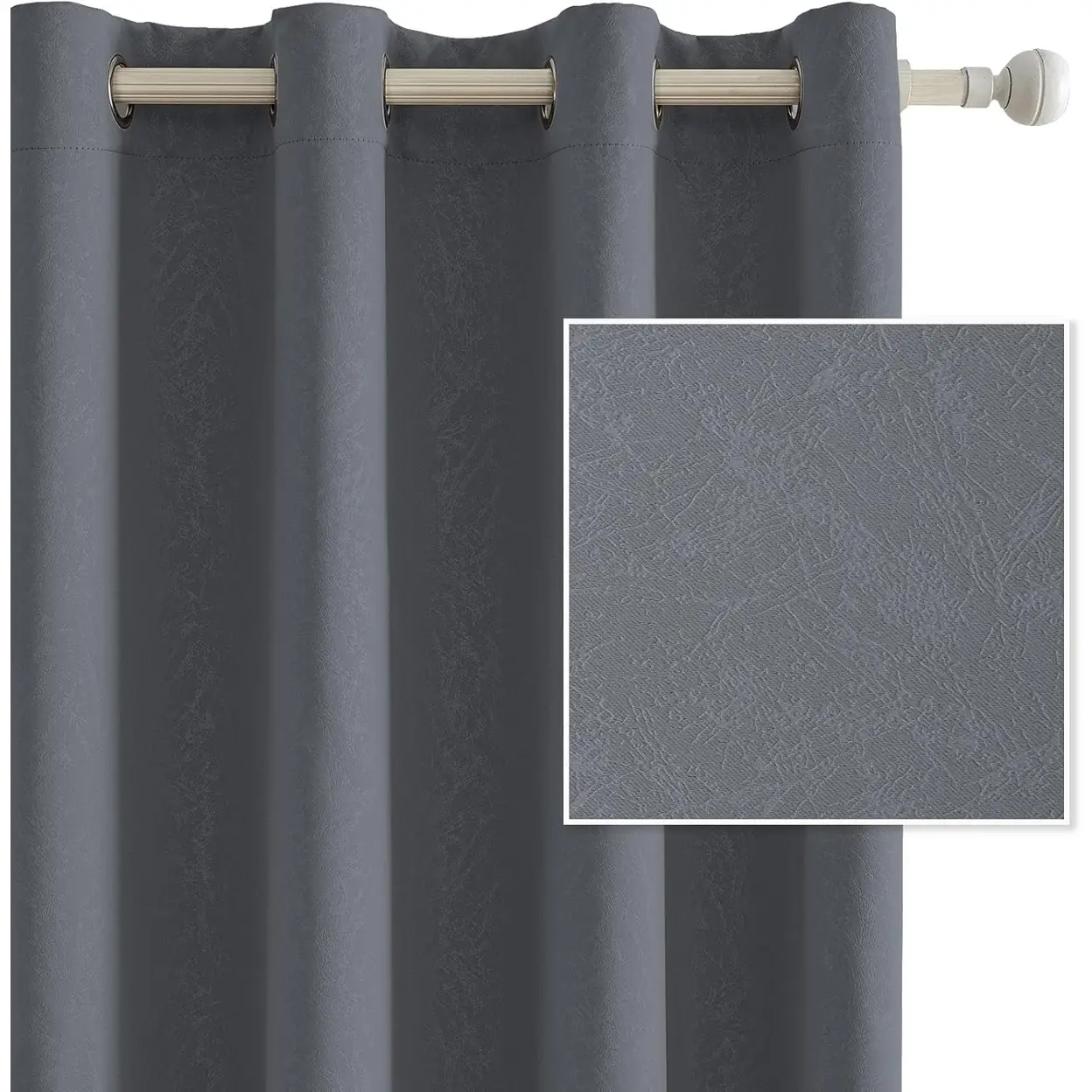 Rideaux occultants YSTYLE pour chambre et salon - Ensemble de 2 panneaux de rideaux isolants thermiques, 140x240 CM, LUAN, gris foncé image 0