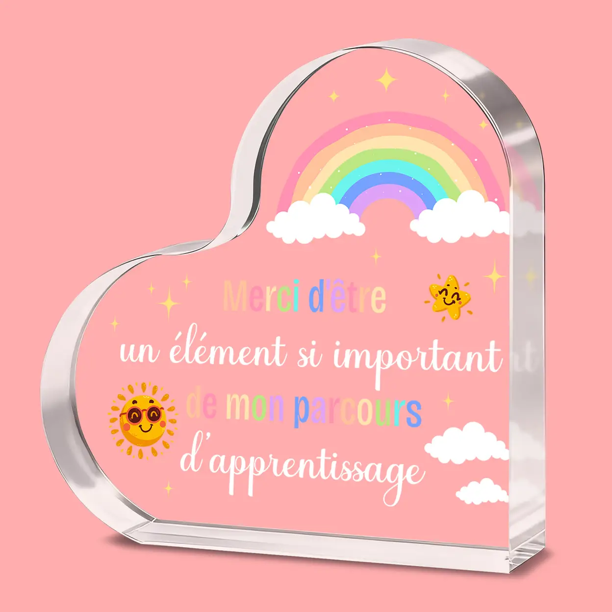 Alphynix Plaque de remerciements pour professeur en acrylique en forme de cœur - 10 cm image 0