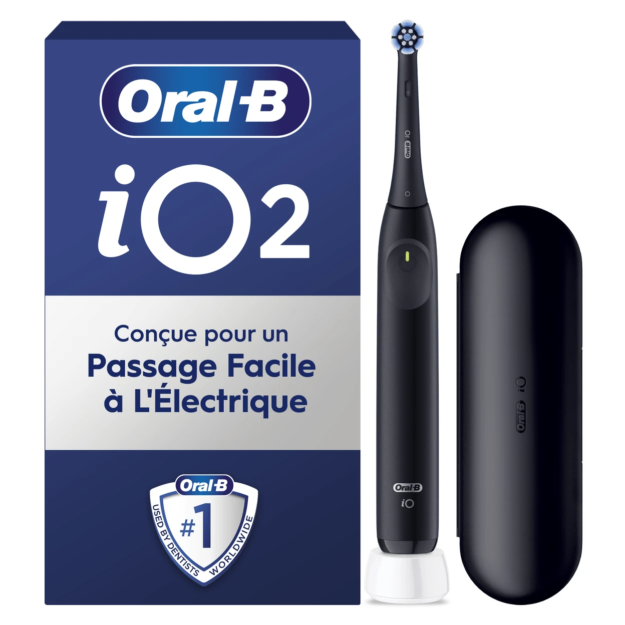Oral-B iO2 Brosse À Dents Électrique Noire, 1 Brossette, 1 Étui De Voyage image 0