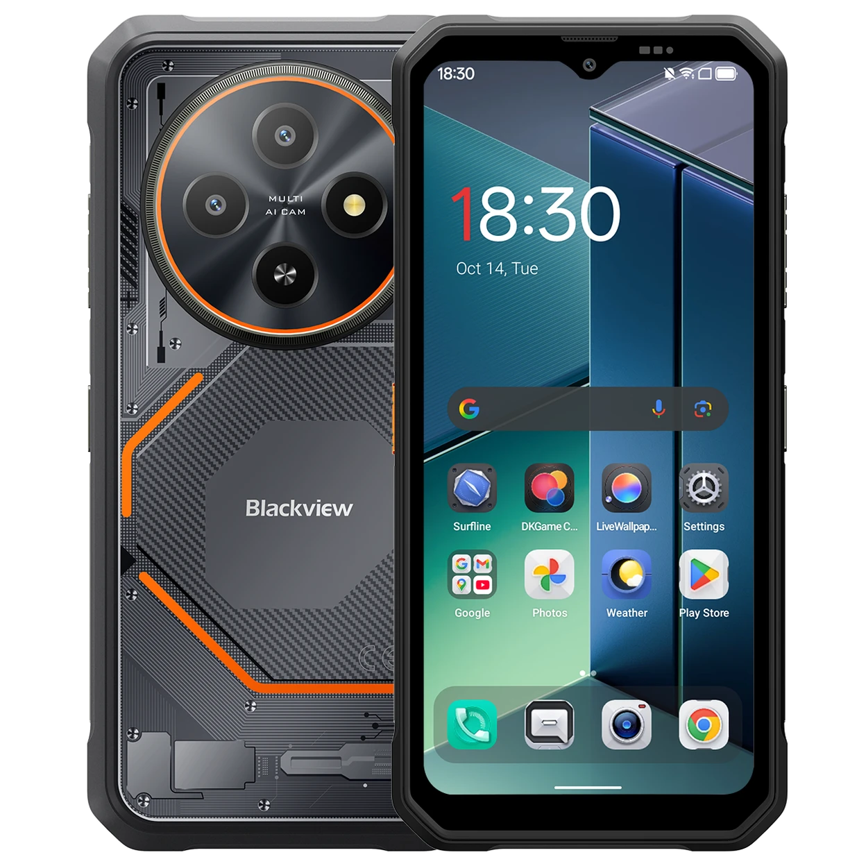 Blackview Fort 2 Android 15, 24GB (8+16) RAM + 128GB ROM (2TB TF card expansion) Outdoor 4G Smartphone, 16MP AI Camera, 6.56" HD+, 5000mAh, MediaTek G81, IP68 Waterproof Construction Site Phone, NFC, OTG, GPS, FM, 5G, WiFi image 0
