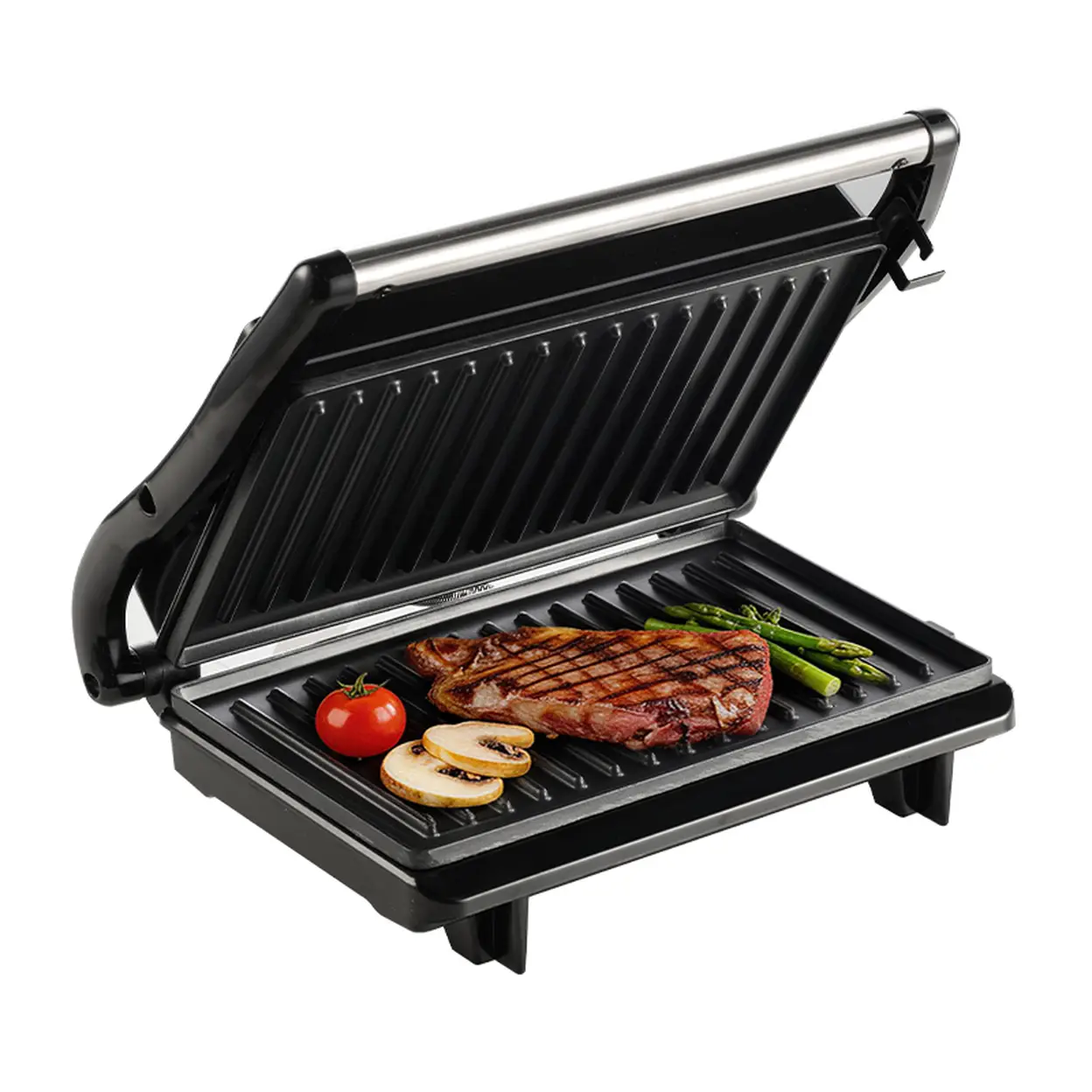 ochama Small Steak Grill, Sandwich Maker, Panini Press Grill, 400W Indoor Electric Grill, Electric Barbecue Grill, Household Electric Griddle, 22.5*14cm image 0