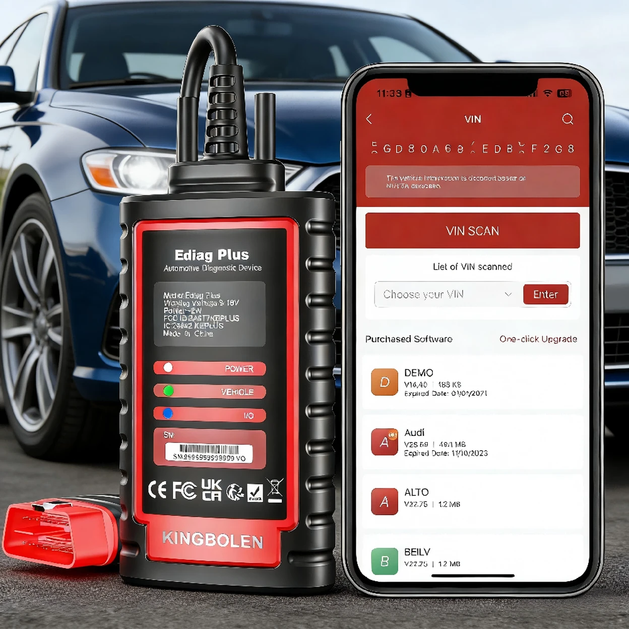 KINGBOLEN EDIAG PLUS All System OBD2 Diagnostic Scanner, Intelligent Scan Tool Support CAN-FD Protocol,15+ Reset, ECU Coding, with 1 Year Software Subscription image 0