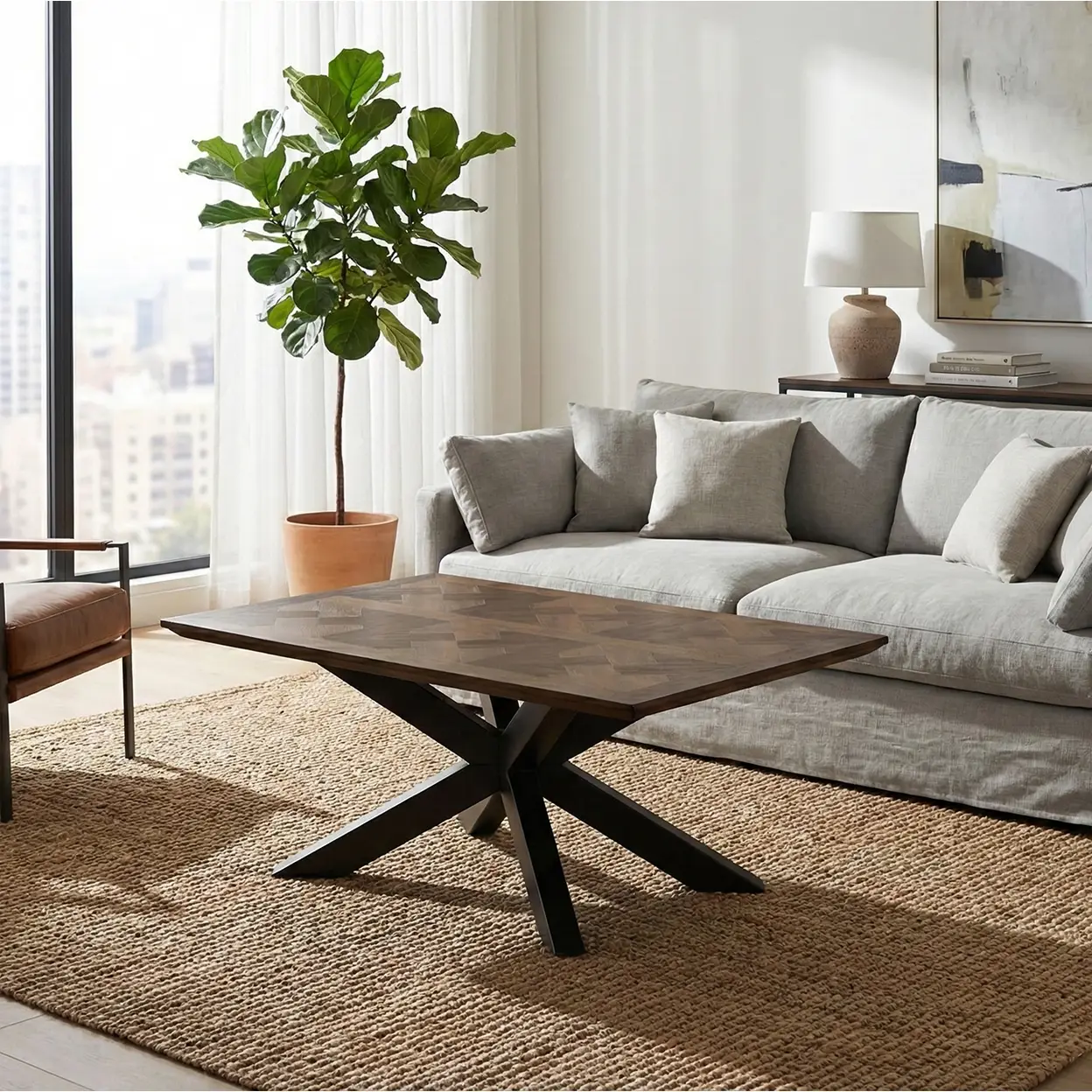 Coffee Table Nevada Rectangle Parquet Walnut/Black image 0