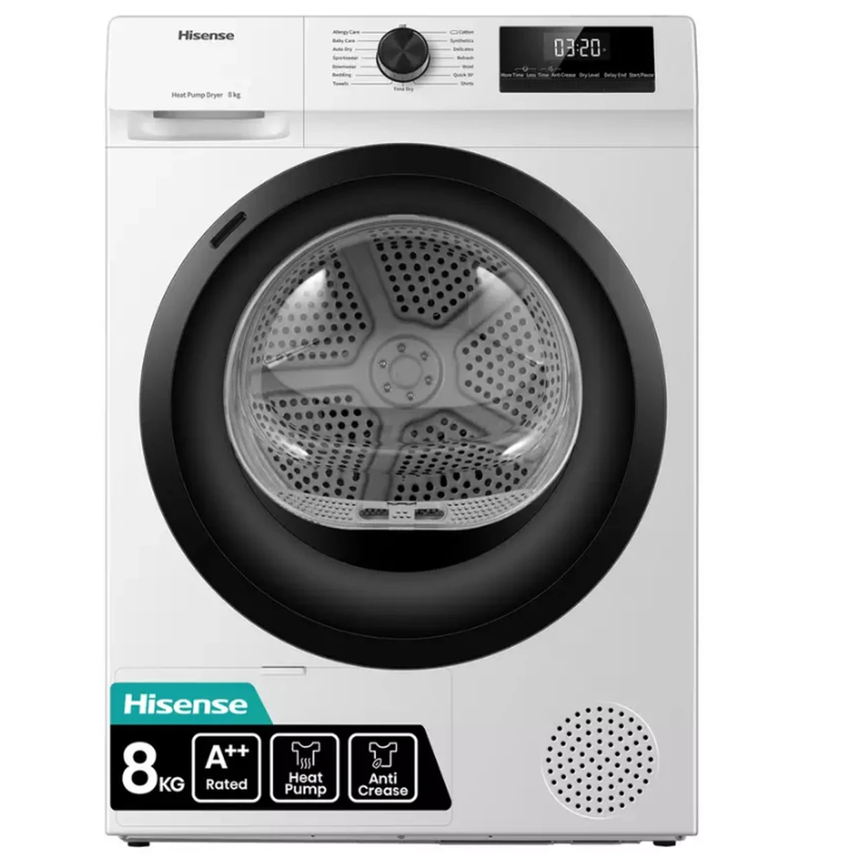 Hisense 1 Series Anti Crease DH1Q802BW2 8kg Heat Pump Tumble Dryer - White - A++ image 0