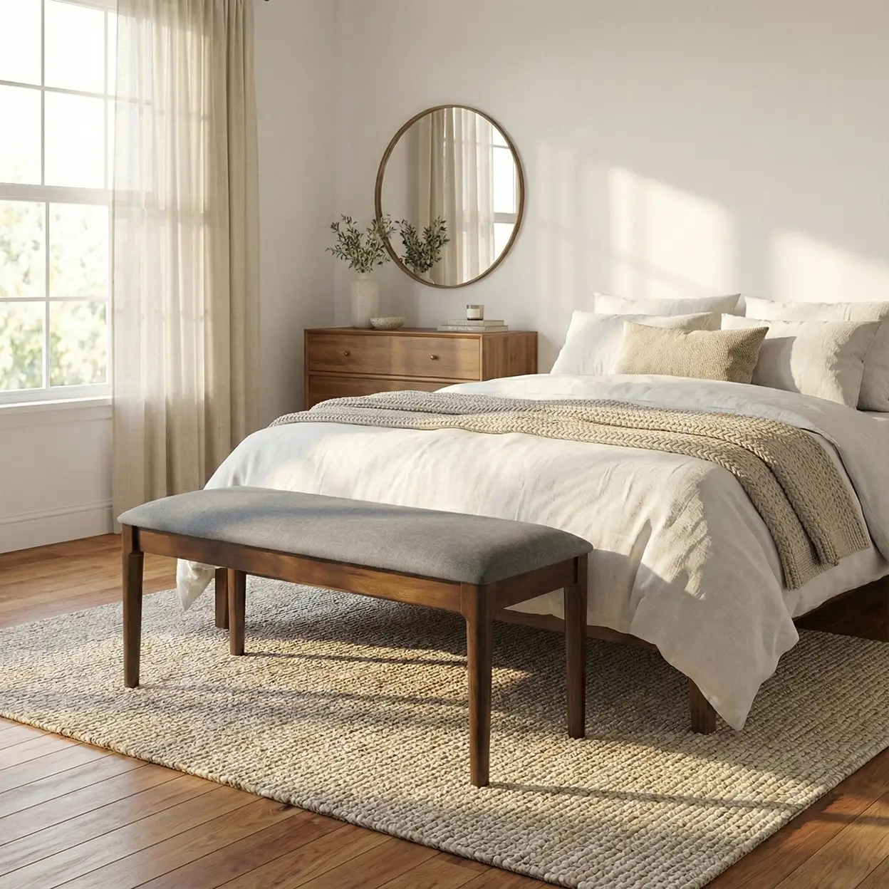 Dining Bench Orlando Walnut/Grey image 0