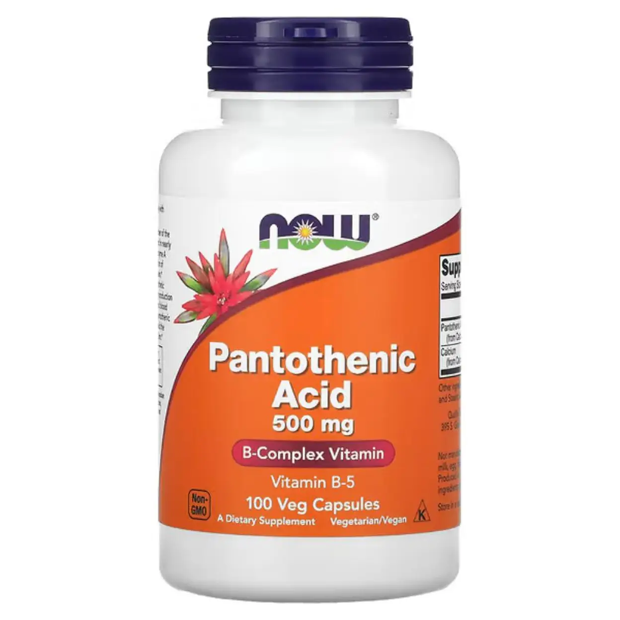 NOW Foods Pantothenic Acid Vitamin B5 Energy Metabolism 500mg Capsules - 100 Capsules image 0