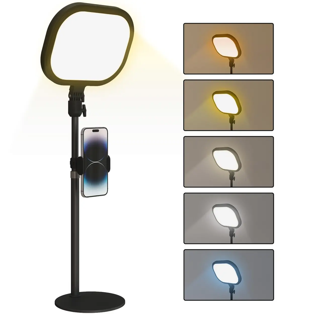 HOMCOM Lampe de bureau LED lampe de table dimmable 5 modes de couleur 10 niveaux de luminosité, protection des yeux, tête orientable, hauteur ajustable, minuterie, port USB, support téléphone, noir image 0