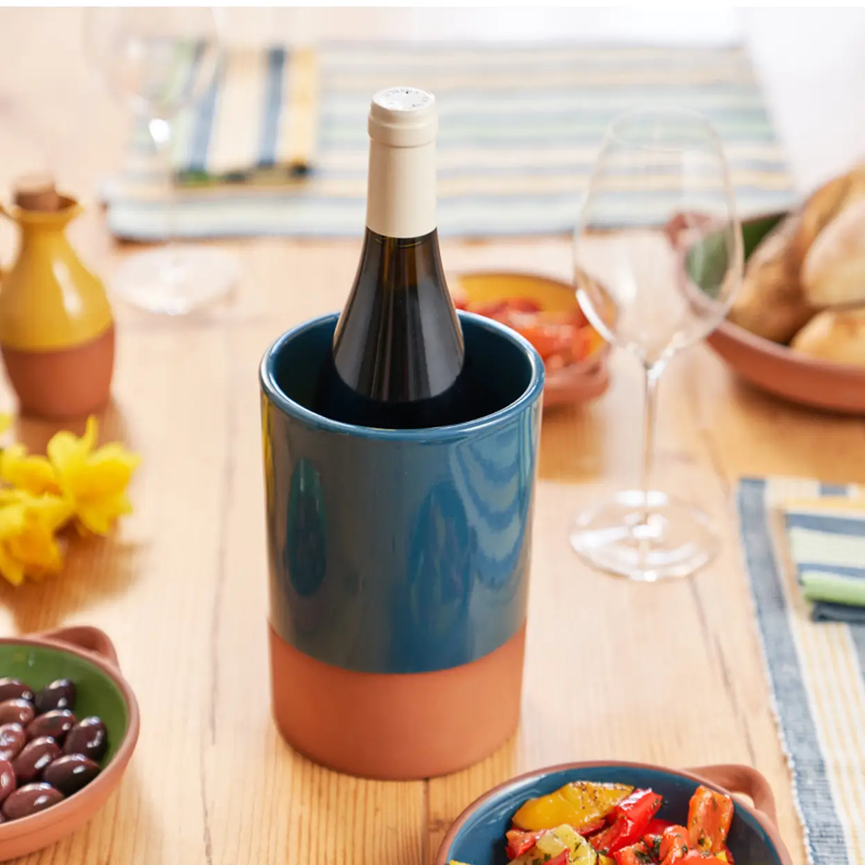 Sintra Glazed Terracotta Wine Cooler - Ink Blue image 0