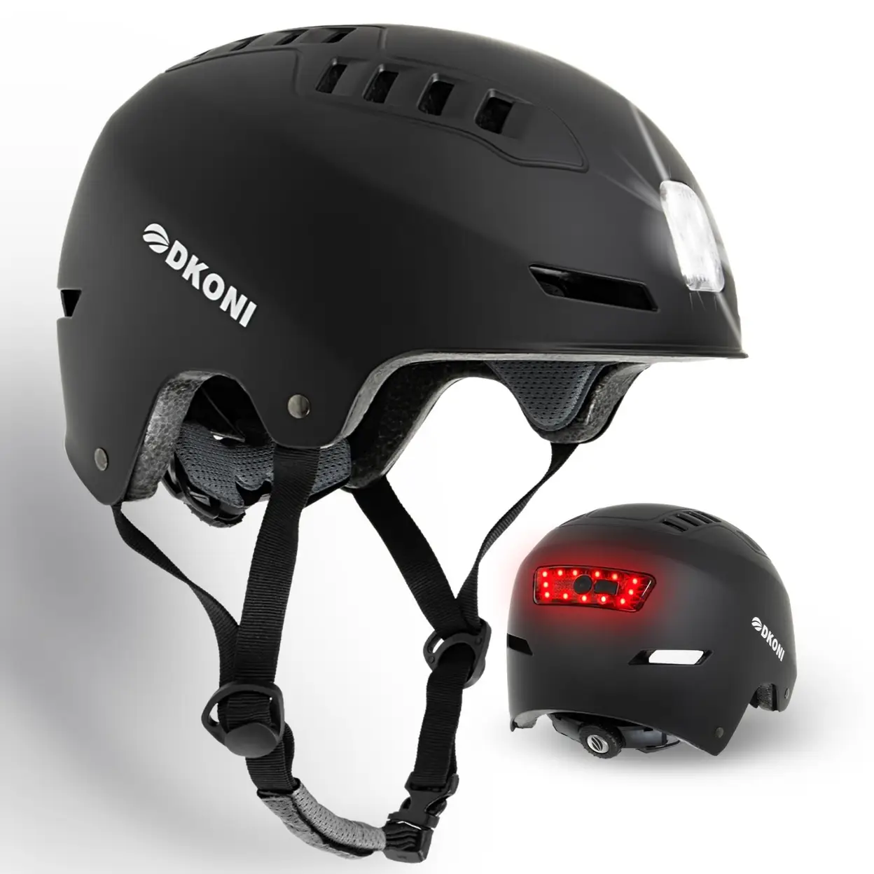 DKONI HS-158 Casque de vélo avec éclairage LED unisex noir - Taille M / 54-58 cm image 0
