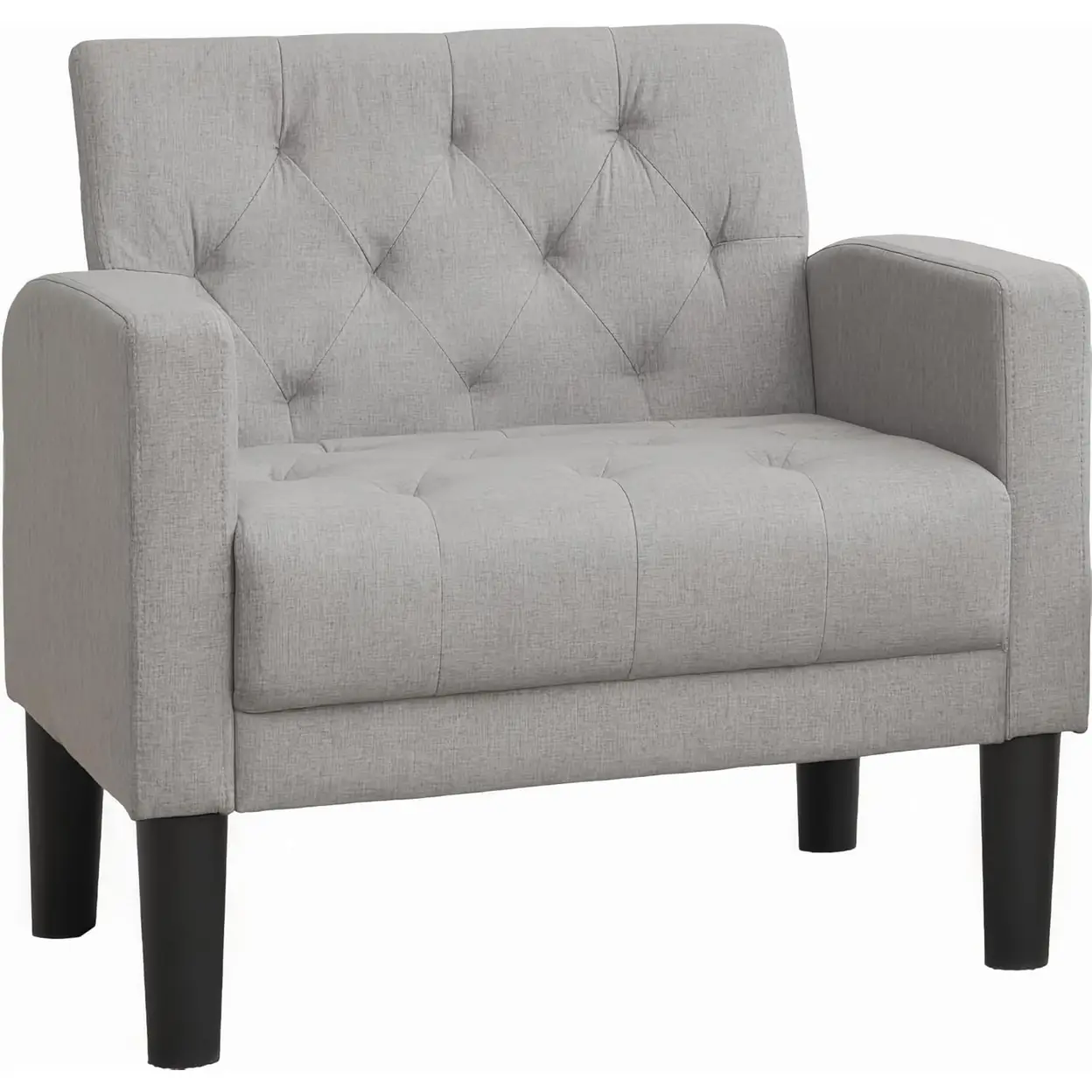 Fauteuil GRAVFORCE à Ailes pour Salon ou Chambre – Fauteuil Rembourré Confortable et Moderne pour Bureau, Salon ou Club – Charge Maximale 136 kg – Tissu Gris Clair image 0