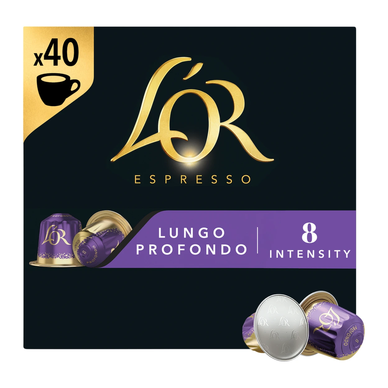 L'OR Espresso Lungo Profondo 40 Coffee Pods Intensity 8 208g image 0
