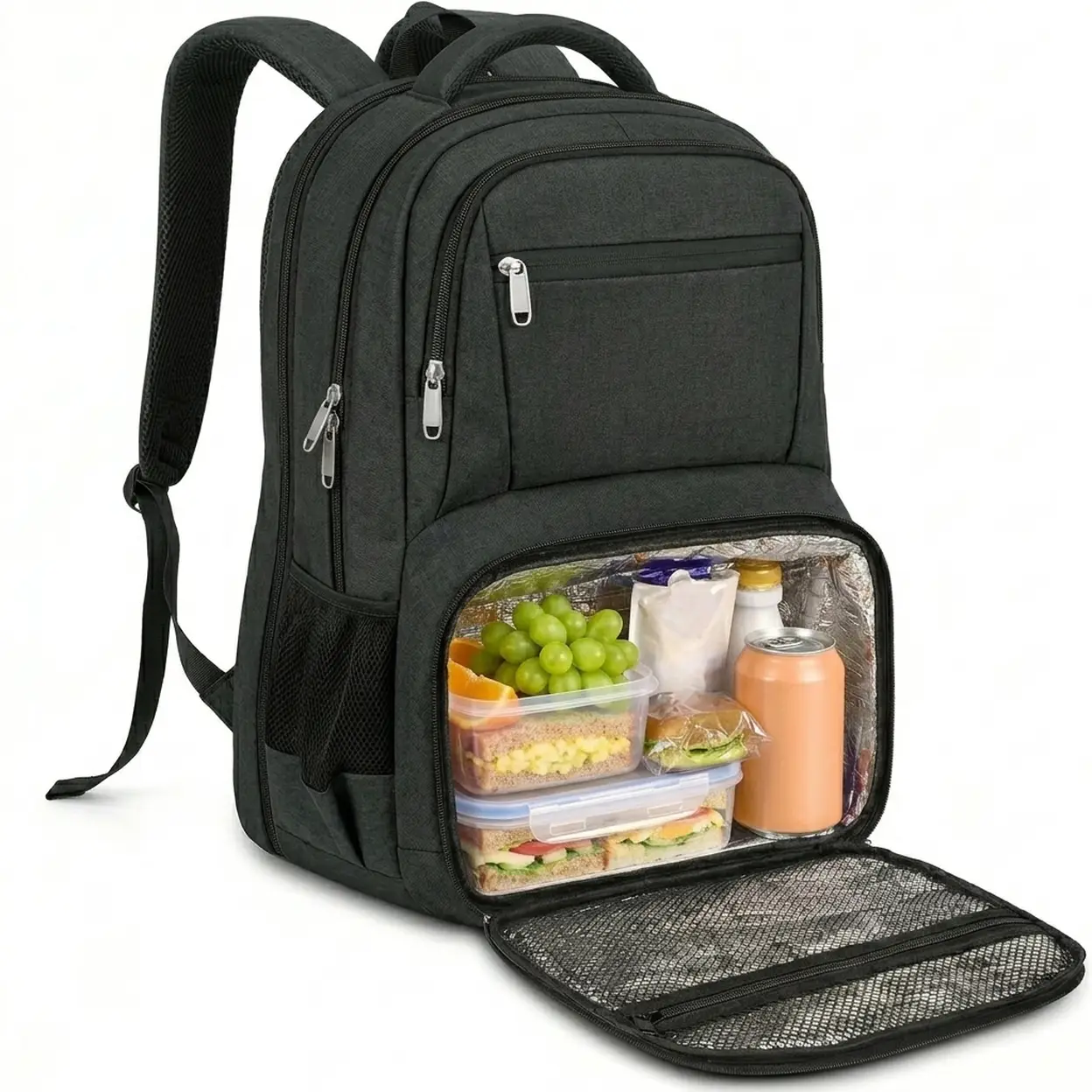 Lunch Backpack for Men Women Work, Sturdy 17 Inch Laptop Backpack with Lunch Compartment, Water Resistant Work Bag with Padded Straps and USB Charging Port, Anti Theft Computer Back Pack for Office Commute College image 0