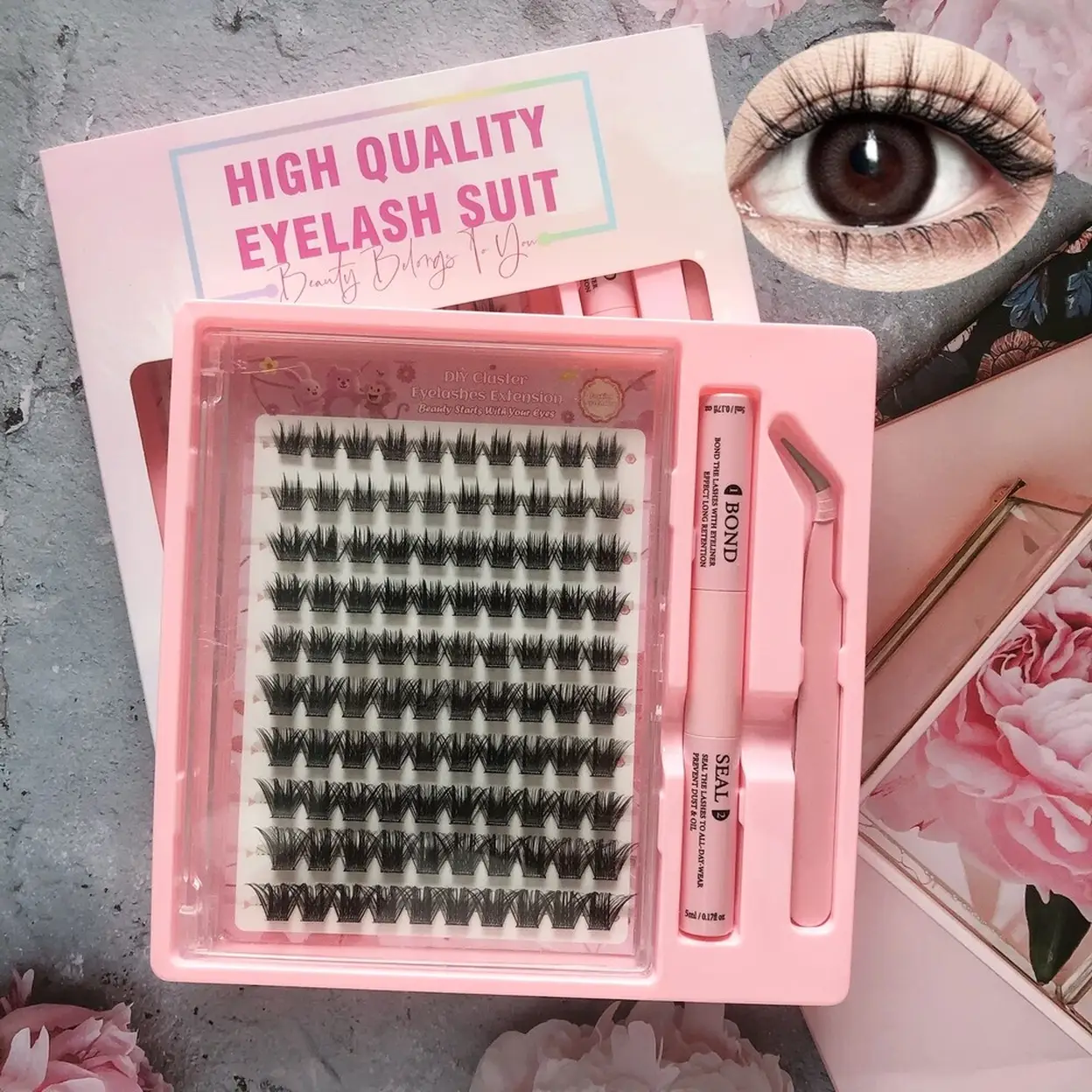 MeoMagic Classique Kit de extensions de cils avec pinces à épiler et colle - 10 lignes - WM14 image 0