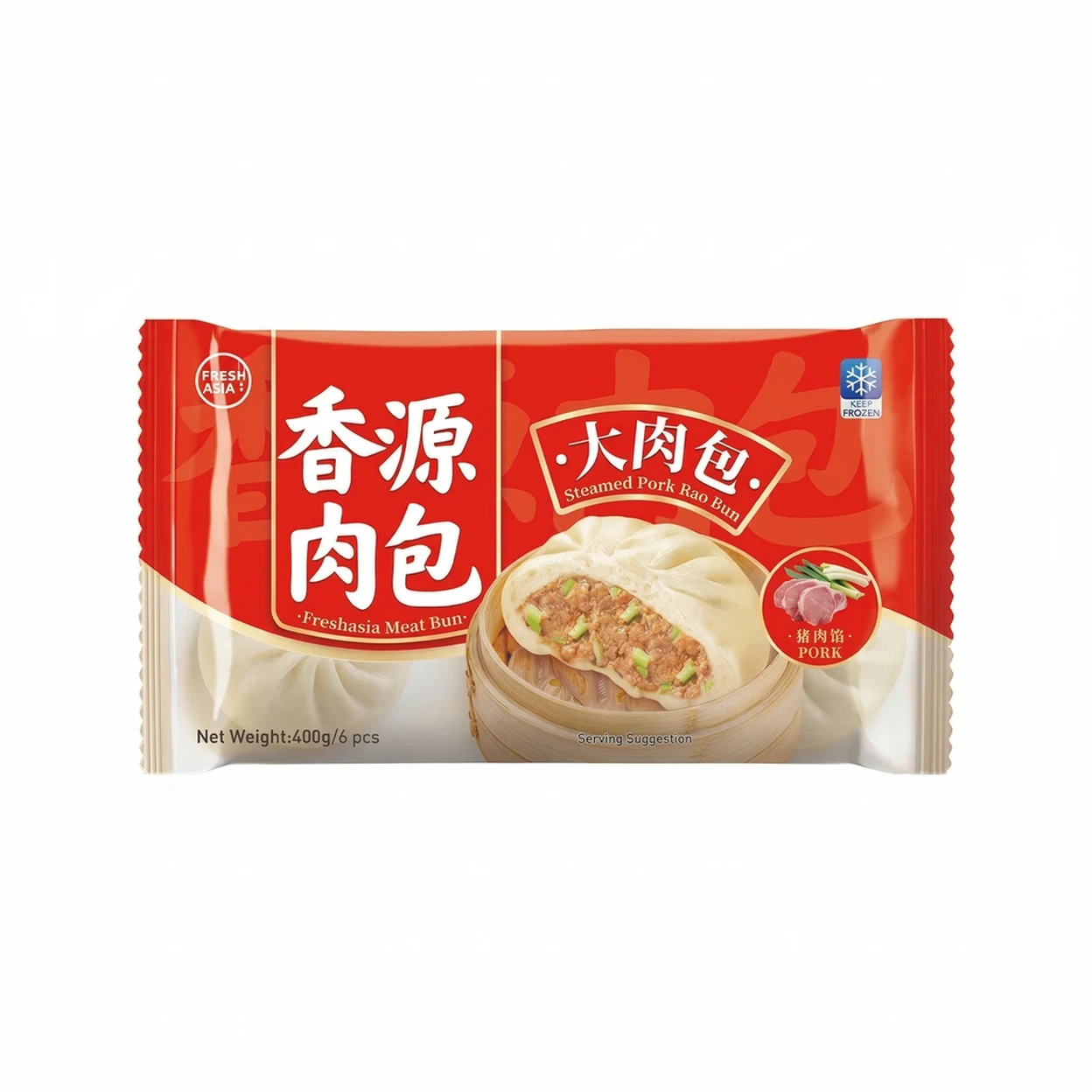 FRESHASIA Bao farci au porc cuit à la vapeur - 400 g image 0