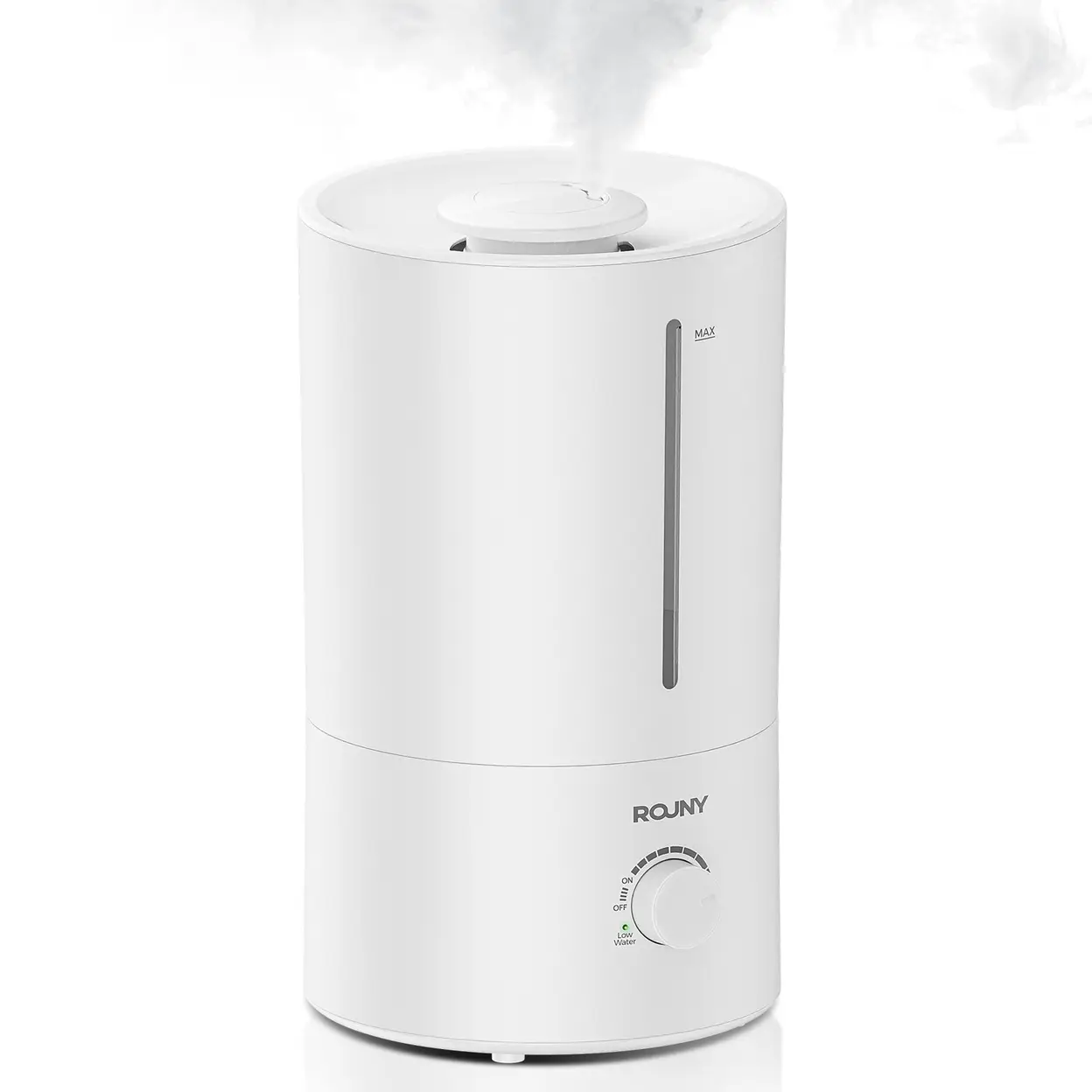 ROUNY Ultrasonic Air Humidifier MOS W3, 4L Top Fill Tank, 23W, 350ml/h Mist Output, 360° Cool Mist, ≤38dB Quiet Operation, Silver Ion Sterilization for Bedroom and Office image 0