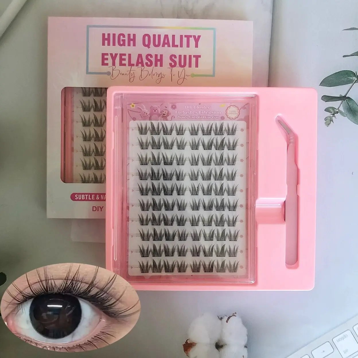 MeoMagic - Kit de faux-cils précolés avec pinces à épiler - 10 lignes - F60 image 0