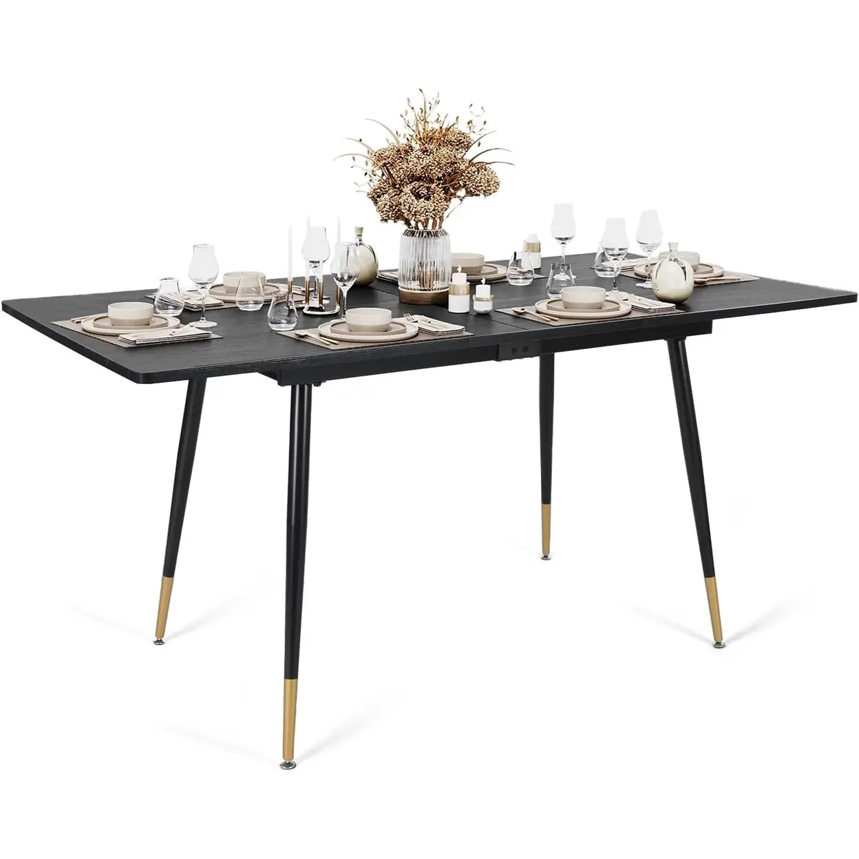 MEUBLES COSY Table à Manger Extensible avec Structure Métallique Noir image 0