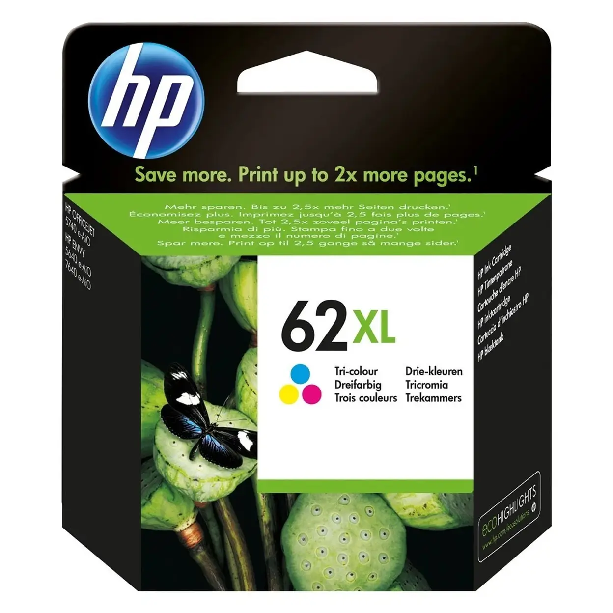 HP cartouche d'encre d'origine 62XL trois couleurs C2P07AE#UUS image 0